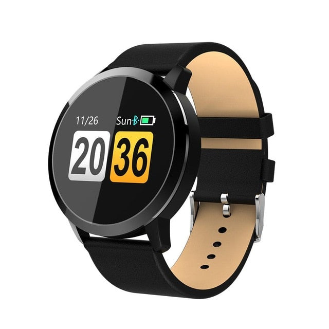 Rundoing Q8 Smart Watch (Black Leather)